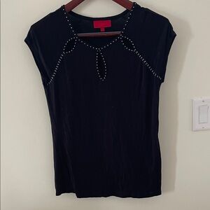 Jennifer Lopez Elegant Black keyhole Studded Women's Top